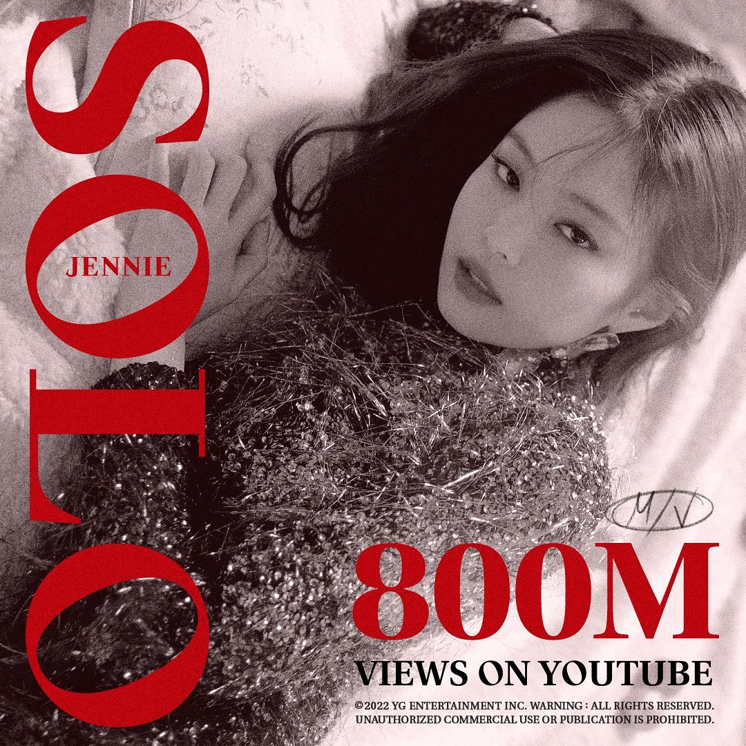 #JENNIE #제니 #BLACKPINK #블랙핑크 #SOLO #MV #800MILLION #YOUTUBE #YG…