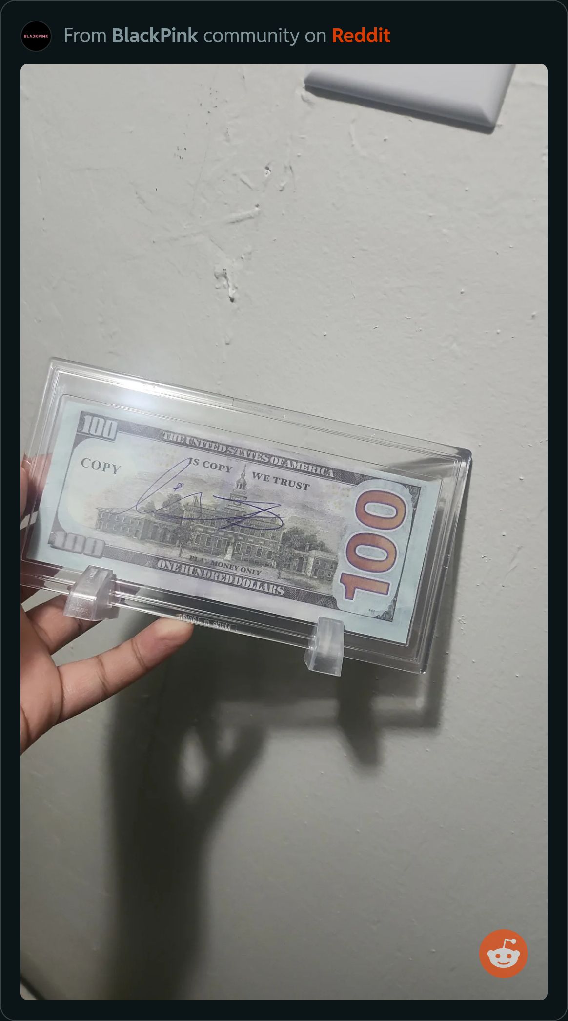 230829 BlackPink Lisa signed Fake $100 bill
