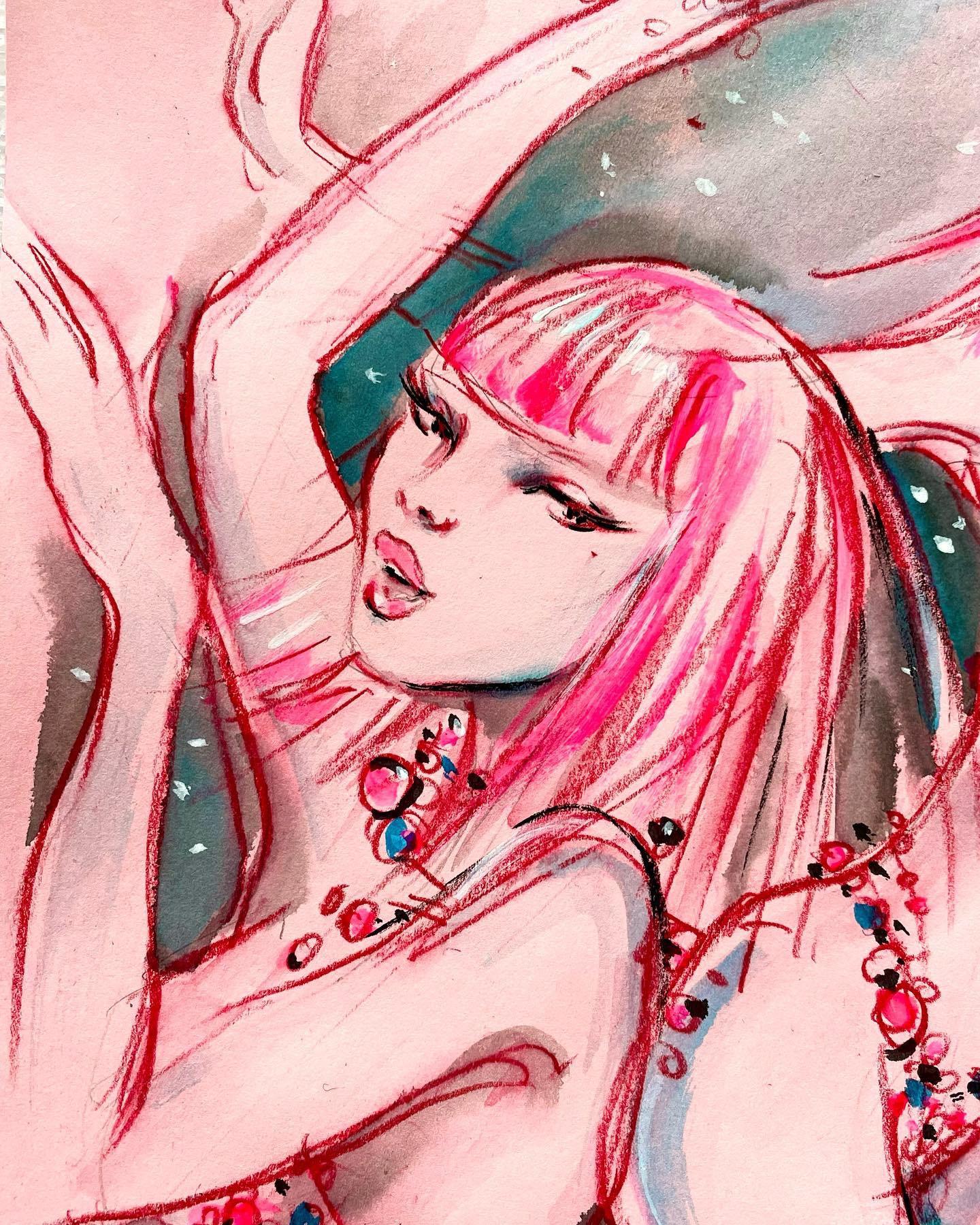 230928 Detailed drawing of Lisa @ Crazy Horse Paris from CHP Illustrator Antoine Kruk