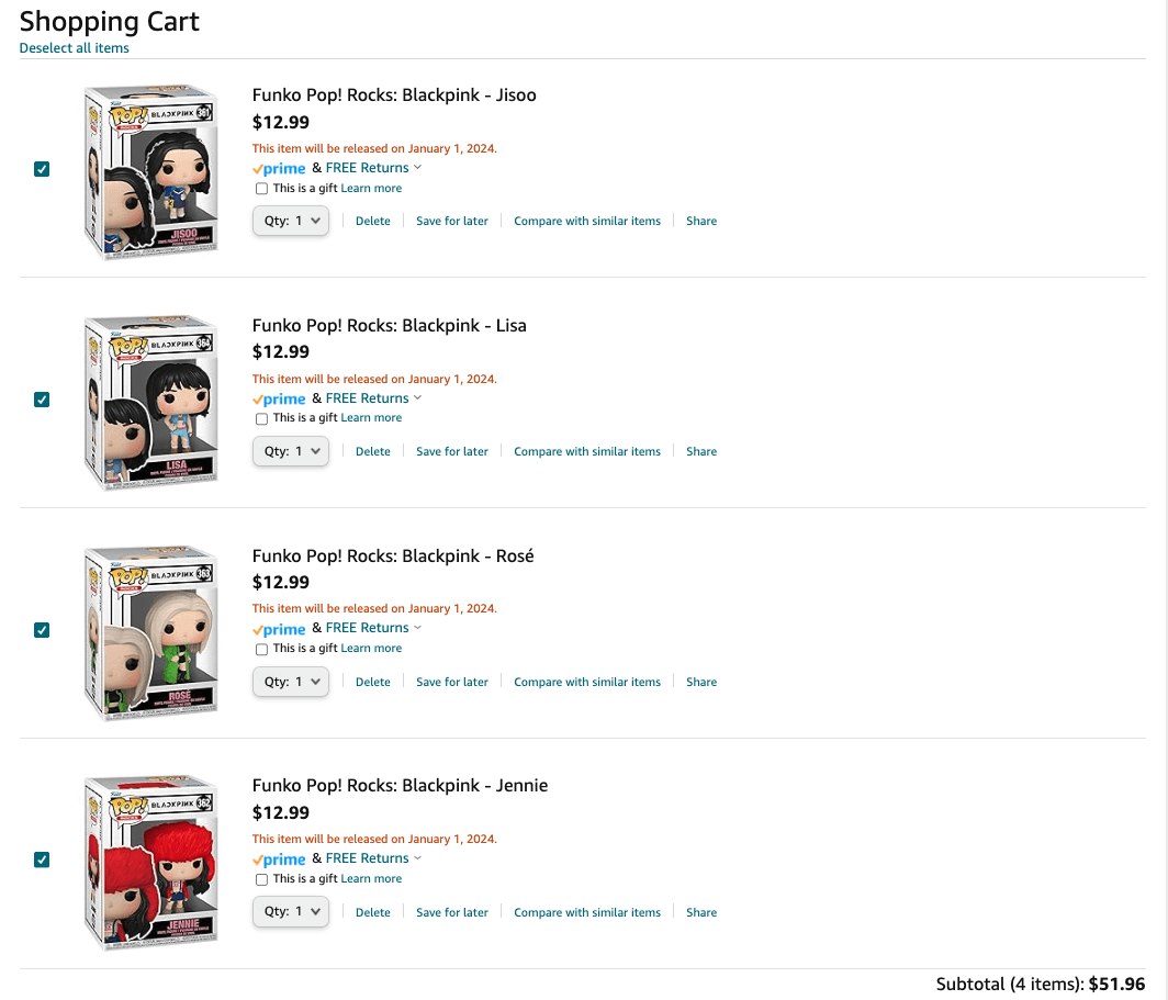 231019 BLACKPINK x Funko POP! | Pre-Order Available at Amazon (Release Date: Jan 1, 2024) | Also Free Shipping for Prime Members