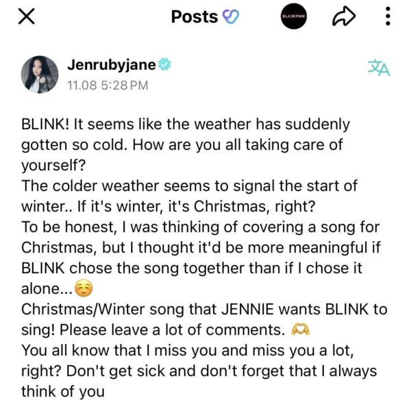 231108 Jennie Weverse BLINK Membership Update