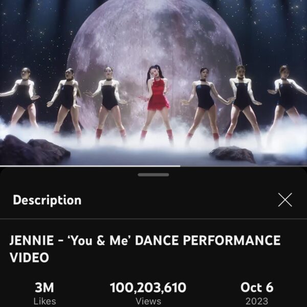 231230 JENNIE - ‘You & Me’ DANCE PERFORMANCE VIDEO hits 100 MILLION VIEWS on Youtube!