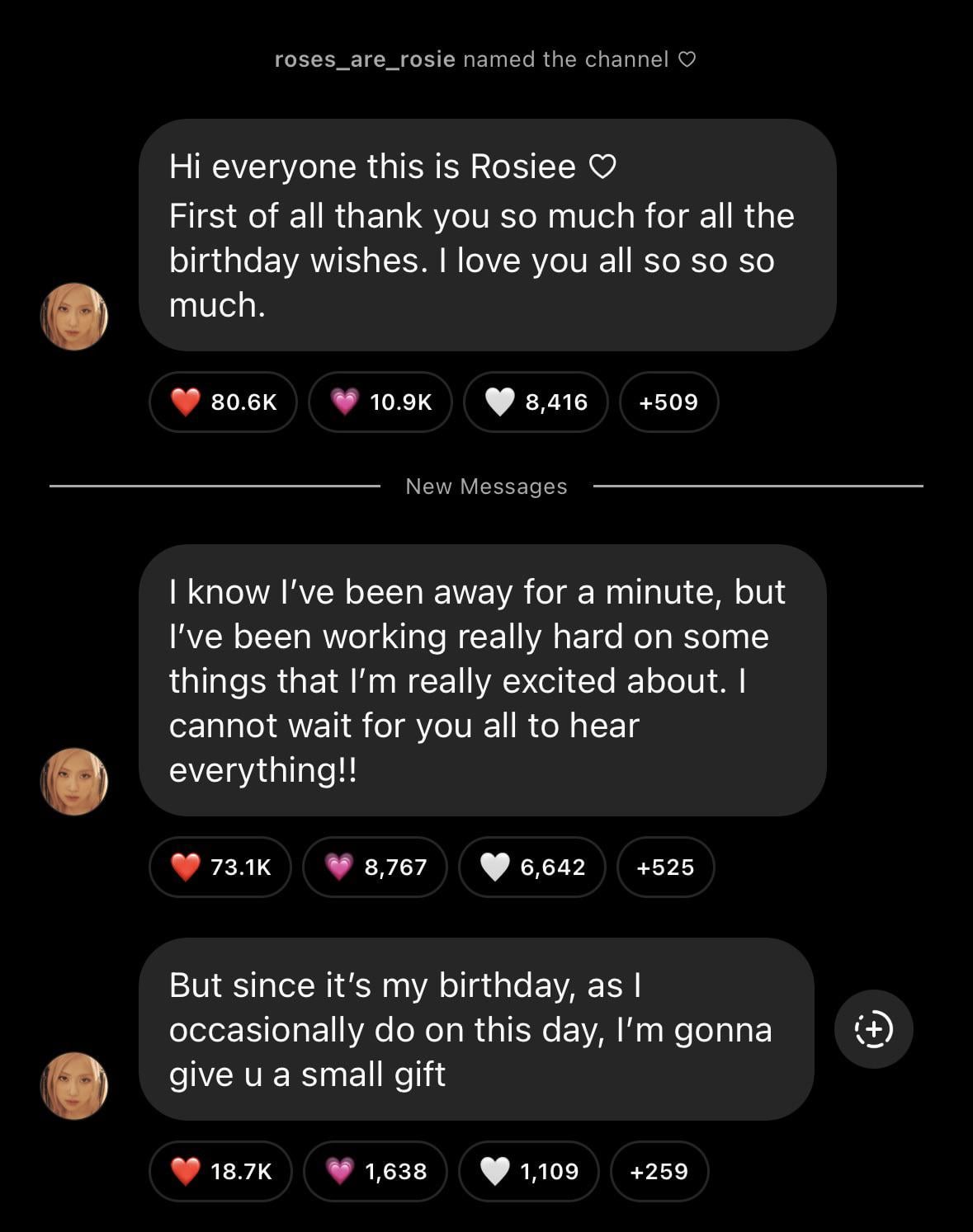 240211 Rosé IG Broadcast Channel Update