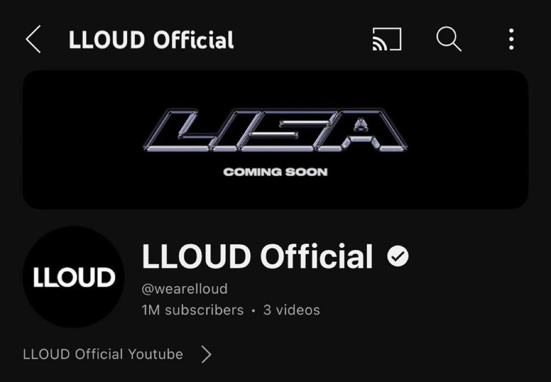 240627 LLOUD Official has surpassed 1 MILLION subscribers, 1 day before Lisa’s ‘ROCKSTAR’