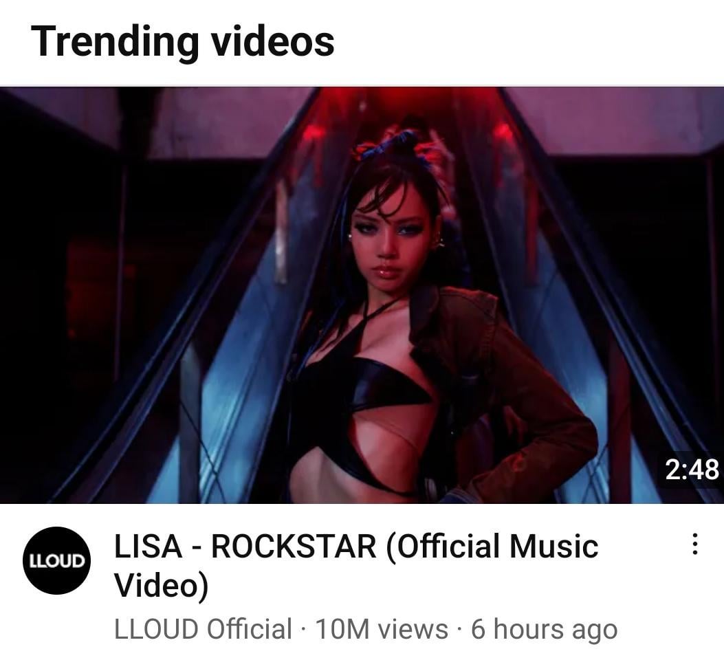 280624 LISA - “ROCKSTAR” has now surpassed 10M views on YouTube.