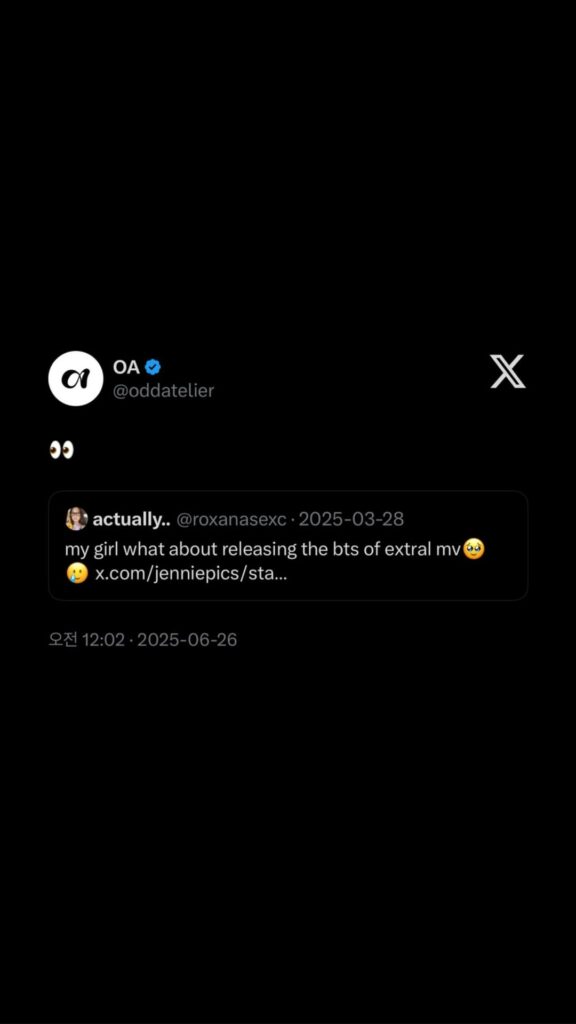 250626 Jennie (ODDATELIER) IG Story Update
