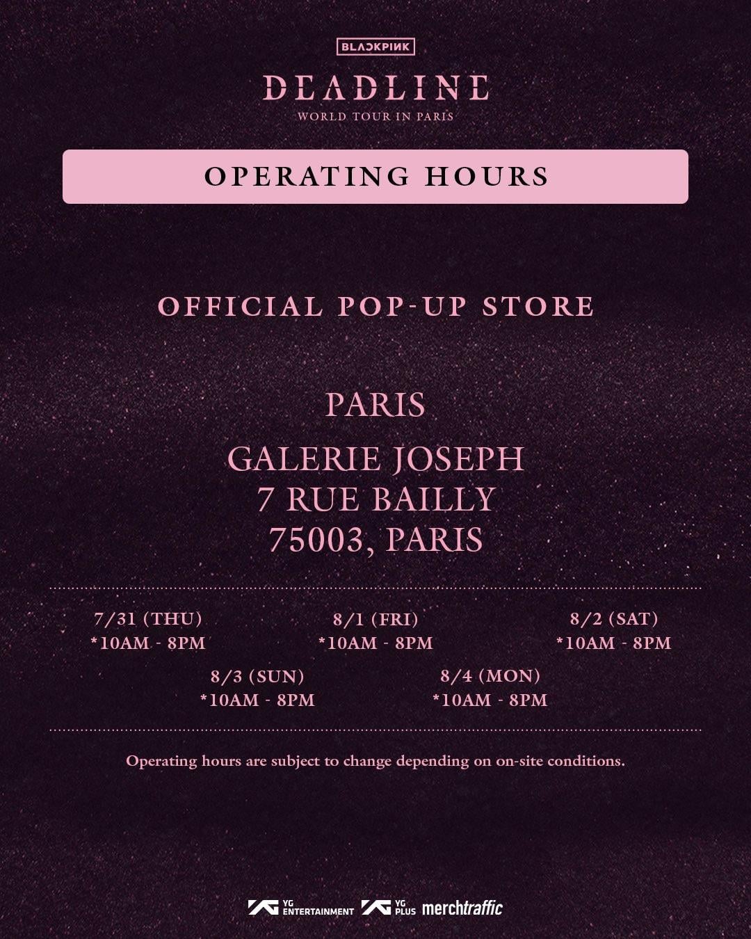 250730 BLACKPINK WORLD TOUR [DEADLINE] IN PARIS OFFICIAL POP-UP STORE MD & SPECIAL PERKS EVENT