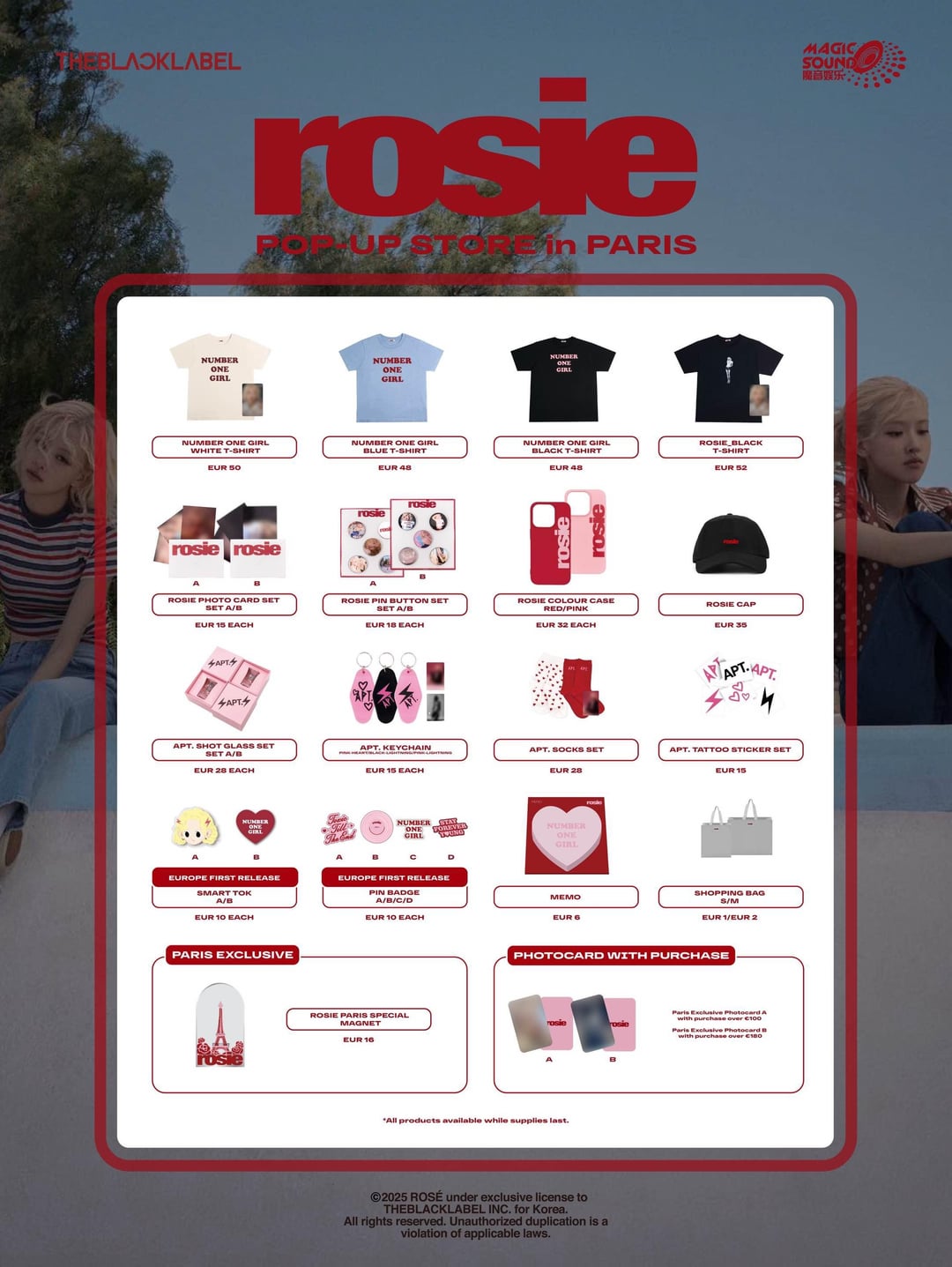 250723 ROSÉ first studio album [rosie] POP-UP STORE in PARIS MD LIST