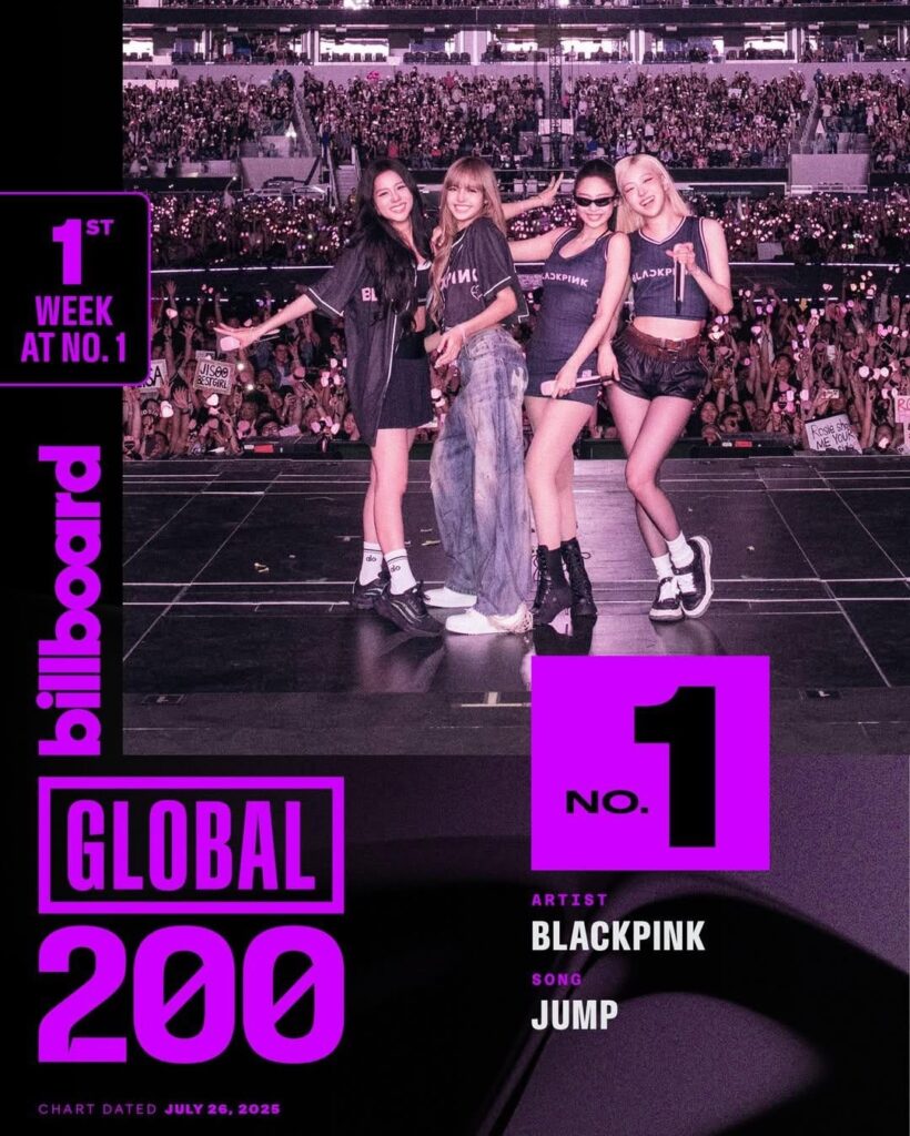 250721 BLACKPINK - ‘뛰어(JUMP)’ debuts at #1 on both the Billboard Global 200 & Global Excl. U.S.!