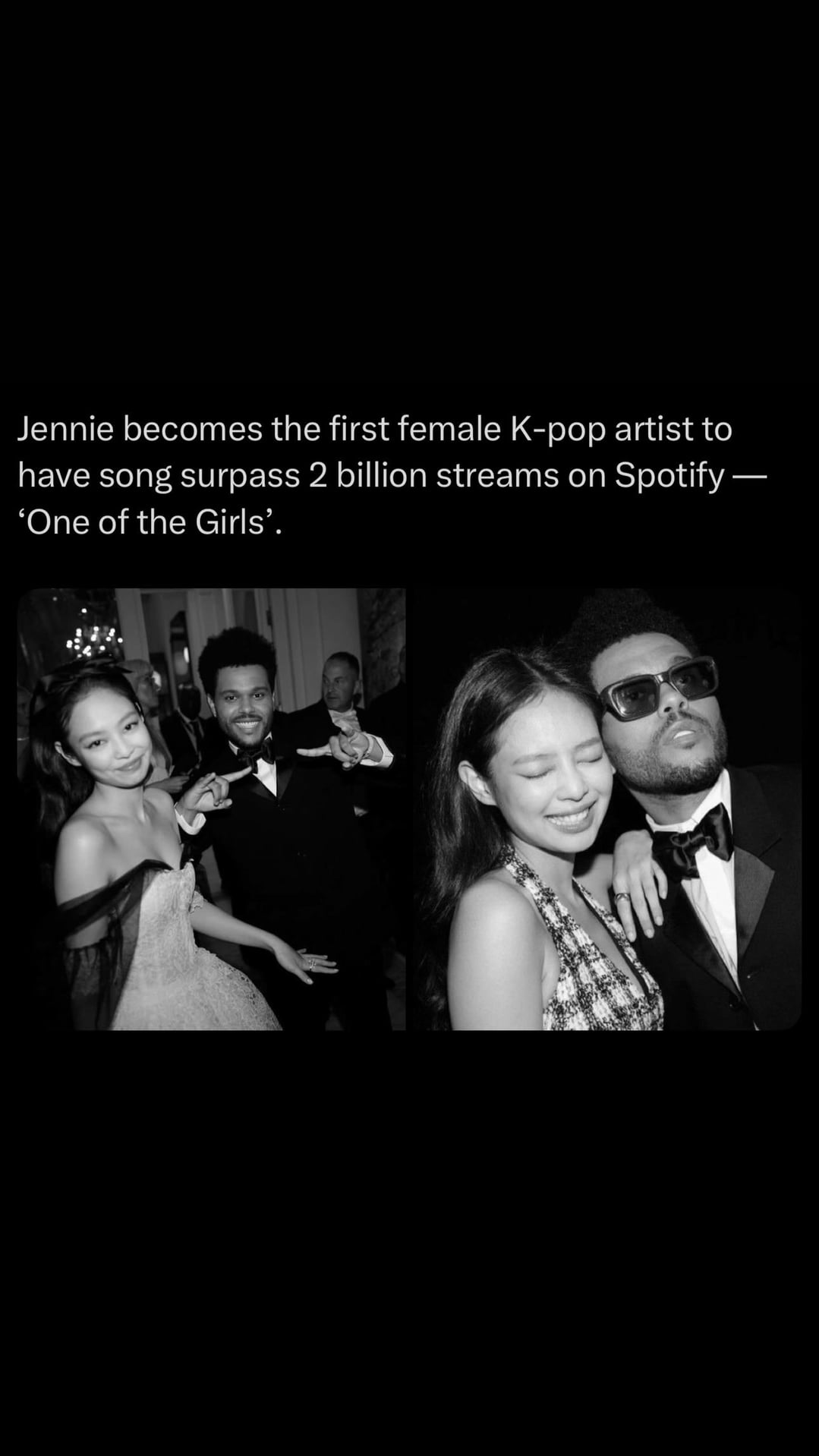 250722 The Weeknd IG Story Update w/ Jennie