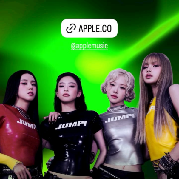 250711 BlackPink IG Story Update - "Jump" debuts on K-popWrld Playlist at #1 and graces the cover on Apple Music Playlist
