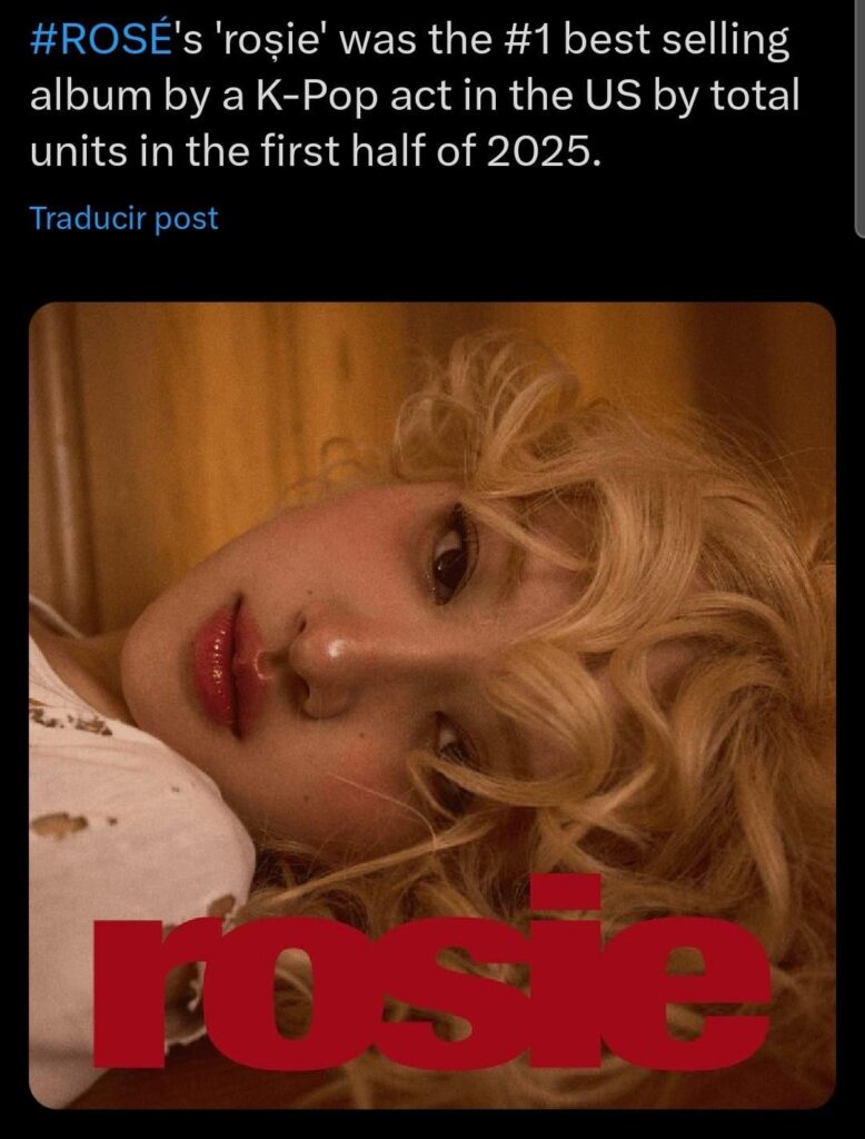250719 Rosé's "Rosie" is #1 album in US by total units in the first half of 2025 by a K-pop act