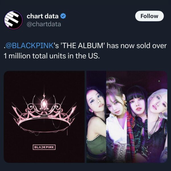 250711 BLACKPINK’s ‘THE ALBUM’ has officially sold over 1 million units in the U.S., making them the first-ever female K-pop act to achieve this milestone!
