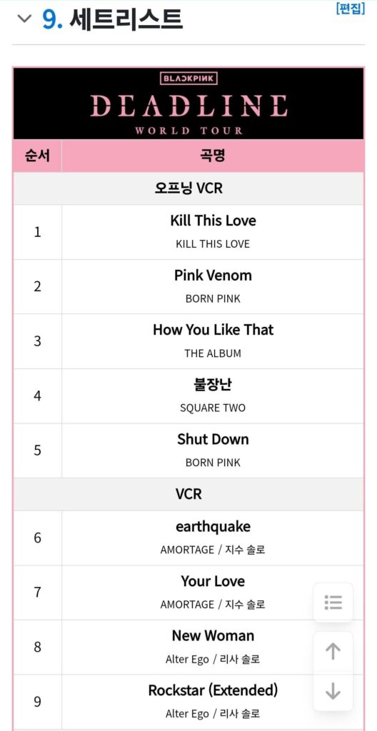 20250705 DEADLINE - GOYANG D1 SETLIST [SPOILER]