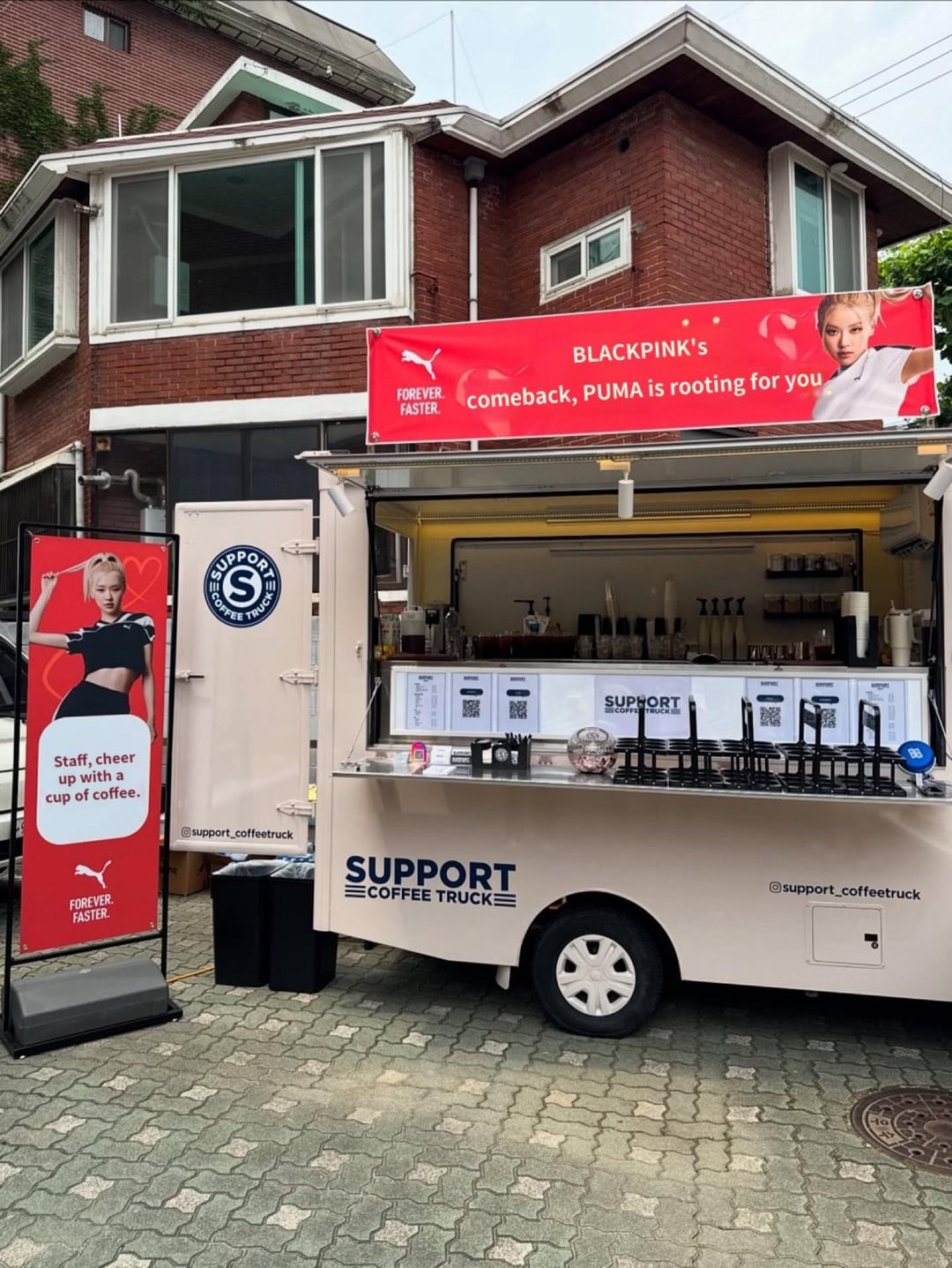 250705 PUMA sent a support coffee truck for ROSÉ, BLACKPINK, and staff to celebrate BLACKPINK’s comeback!