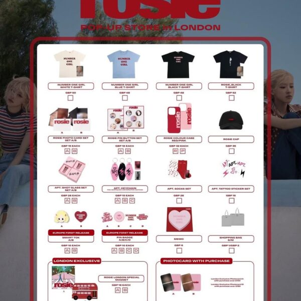 250729 ROSÉ first studio album [rosie] POP-UP STORE in LONDON MD LIST