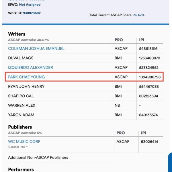 ROSÉ has officially been credited in ASCAP for ‘On My Mind’ with Alex Warren