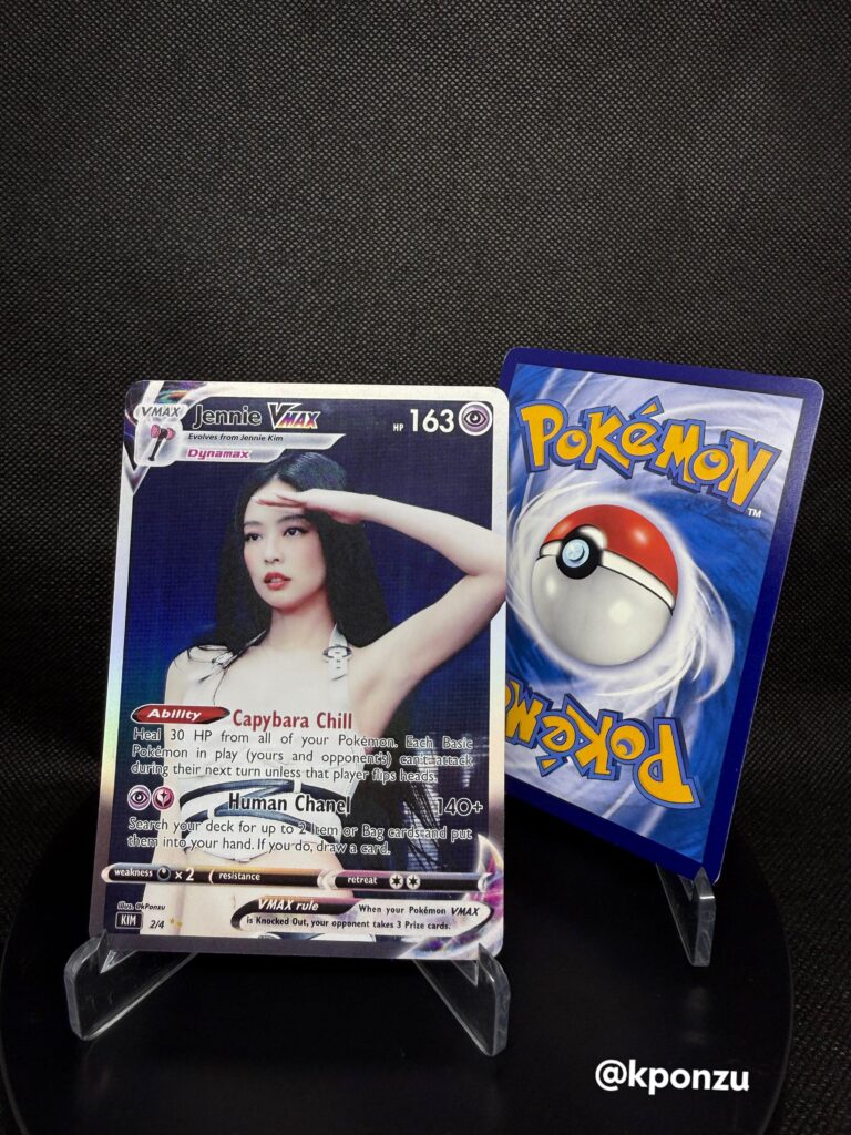 Made a holographic Pokemon Photocard for Jennie Kim based on the Deadline tour