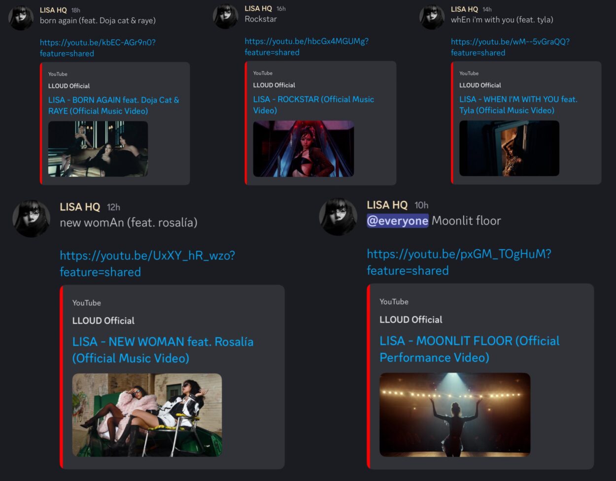 250810 LISA HQ Teases Upcoming Dream Music Video on LISA’s Official Discord Server