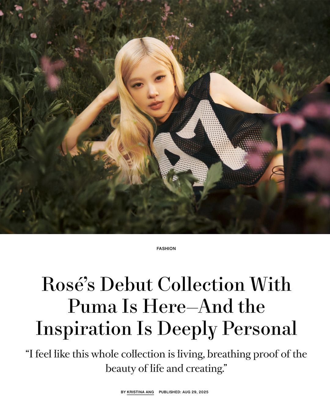 250829 kristinamichelleang IG Update w/ Rosé for Puma×Rosé | Rosie Collection