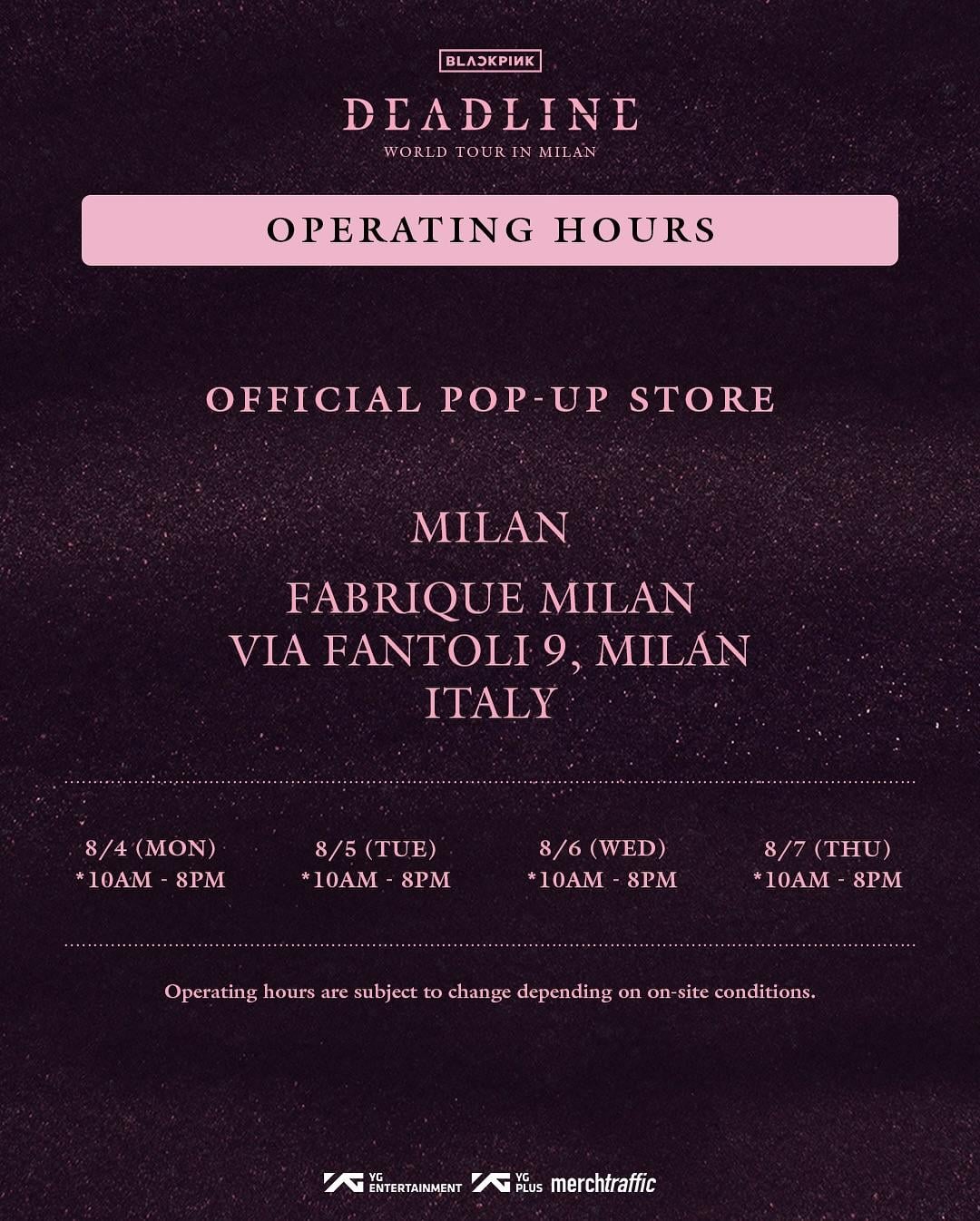250803 BLACKPINK WORLD TOUR [DEADLINE] IN MILAN OFFICIAL POP-UP STORE MD & SPECIAL PERKS EVENT