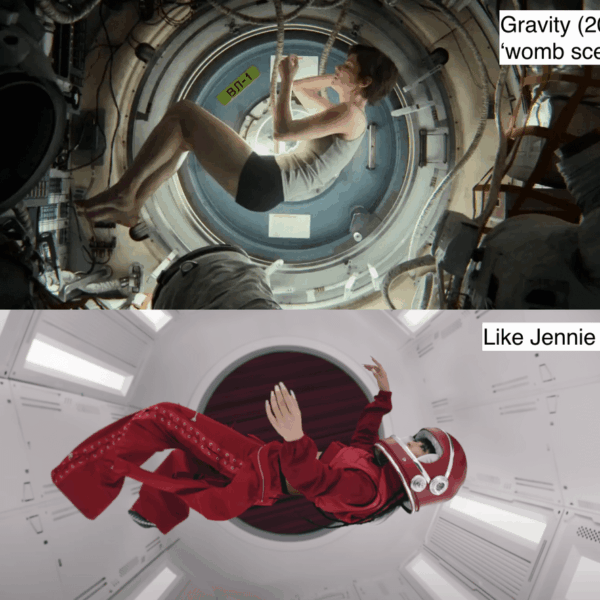 250307 Like Jennie MV references: SpaceX rocket, Gravity movie + Symbolism: Lonely/connected. She literally "ate" 🎧. Coffin nails: death/rebirth. Curtains: going on stage + continuity with ExtraL