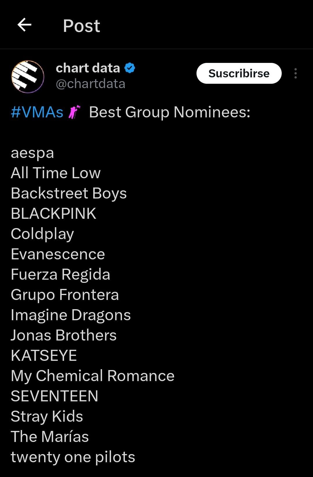 250829 BlackPink is nominated in"Best Group Category" for MTV VMAs 2025