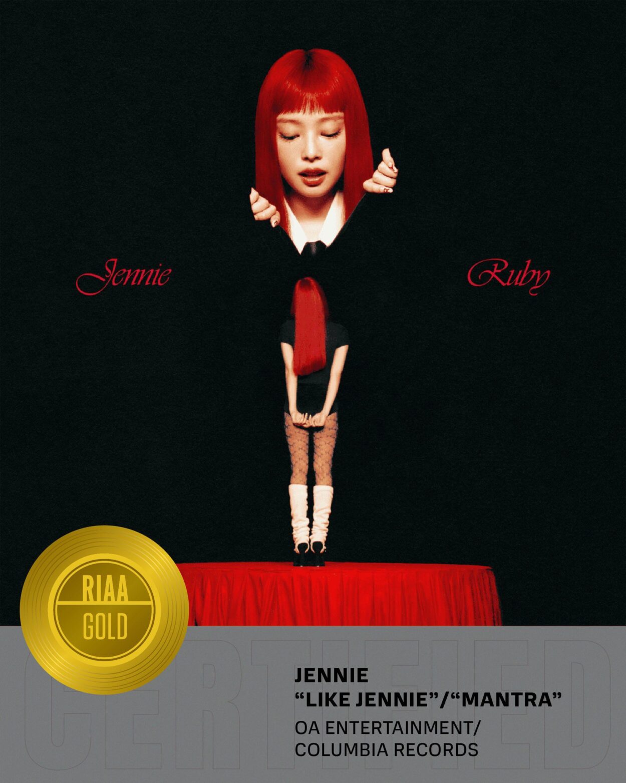 250827 JENNIE - ‘Ruby’ (The 1st Studio Album) becomes the first album by a K-pop soloist to have multiple RIAA certified songs!