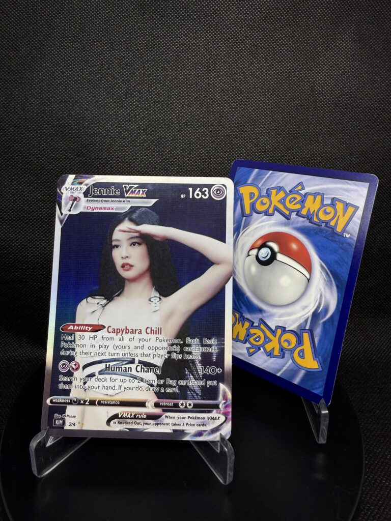 Made a VMAX Holographic Pokemon card for Jennie based on the Deadline tour!! 🖤💖