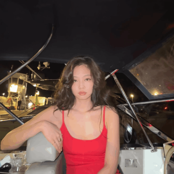 Jennie on a boat