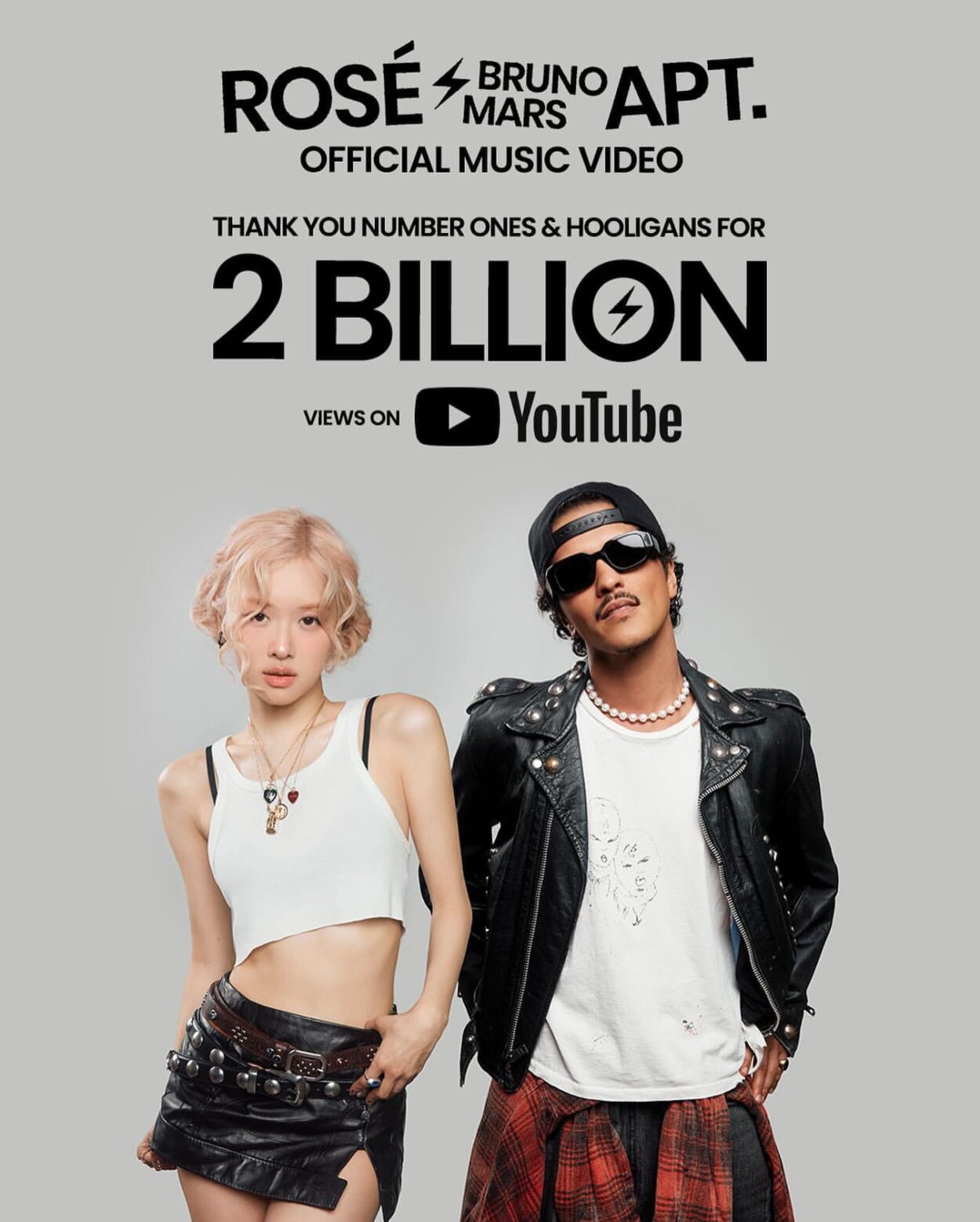 ROSÉ &amp; Bruno Mars - ‘APT.’ (Official Music Video) hits 2 BILLION VIEWS on Youtube!