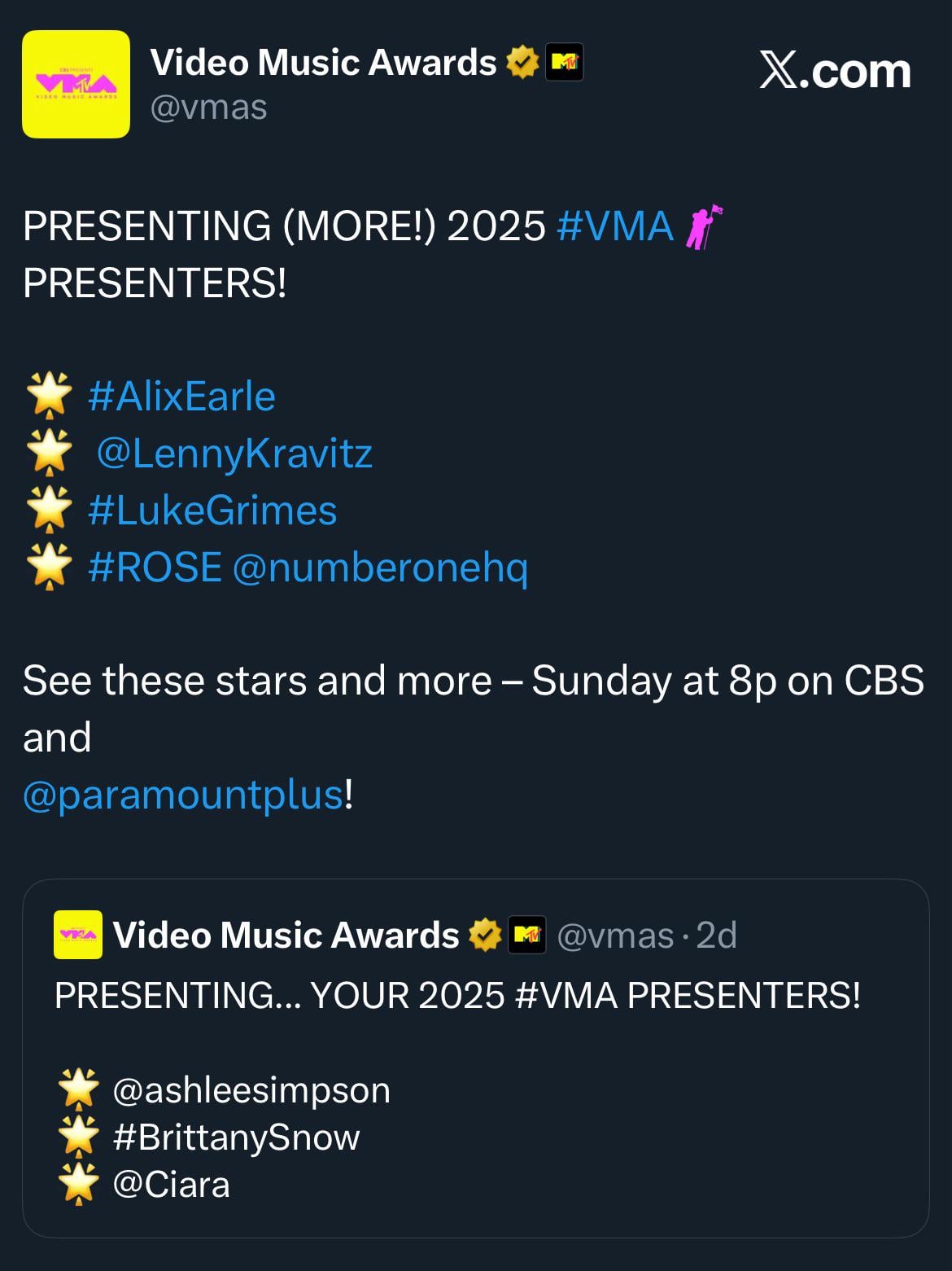 250905 ROSÉ named as one of the Presenters for the MTV Video Music Awards 2025!