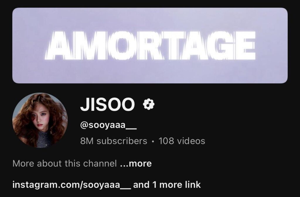 250901 JISOO has surpassed 8 MILLION subscribers on YouTube!