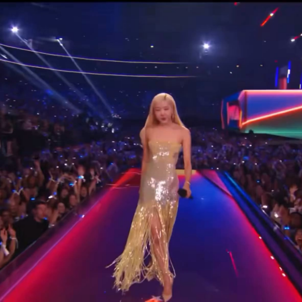 ROSÉ presenting Lady Gaga with her ‘The Dead Dance’ debut performance at the 2025 MTV VMAs