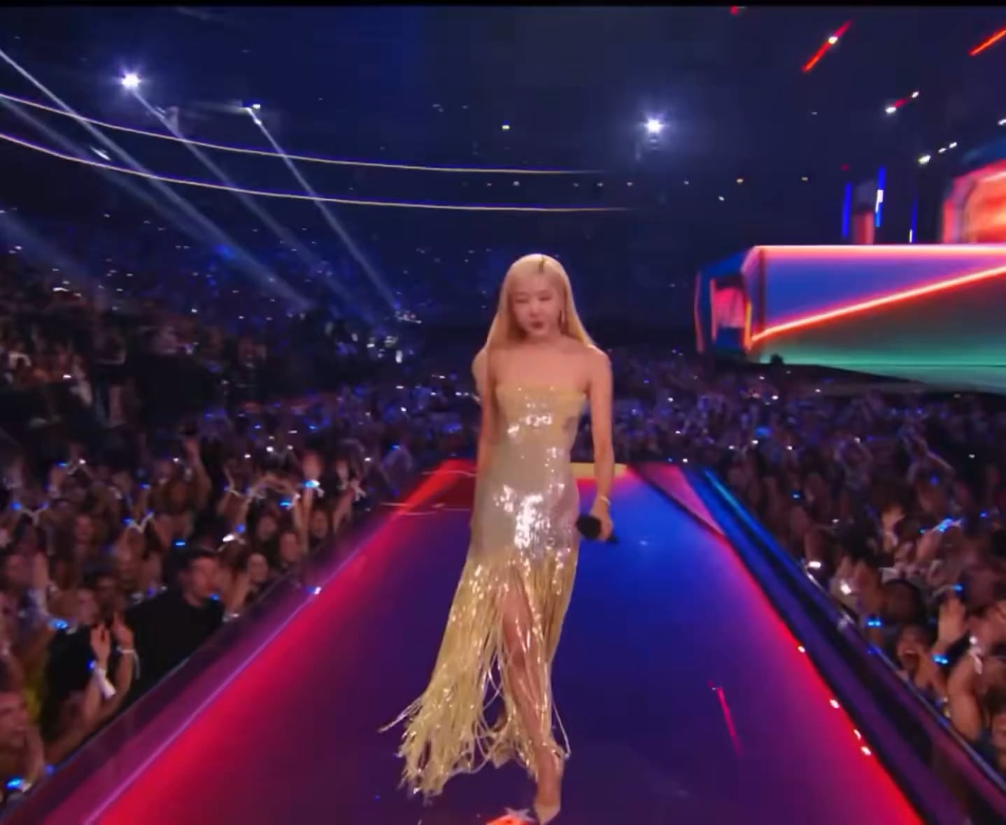 ROSÉ presenting Lady Gaga with her ‘The Dead Dance’ debut performance at the 2025 MTV VMAs