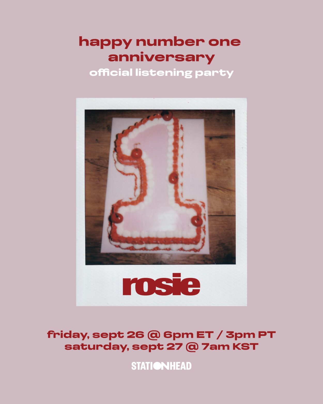 250926 ROSÉ ‘happy number one anniversary’ Listening Party on Stationhead today at 6pm ET / 3pm PT / 7am KST