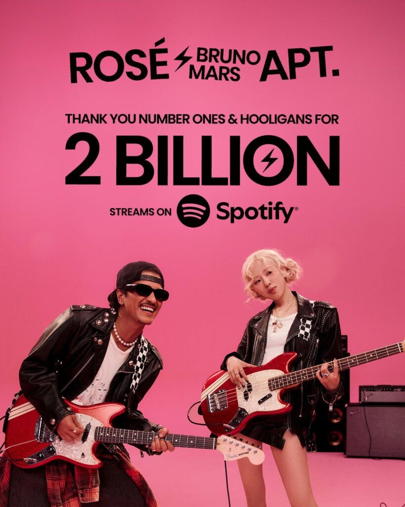 250920 ROSÉ & Bruno Mars - ‘APT.’ hits 2 BILLION STREAMS on Spotify! [Official Poster]