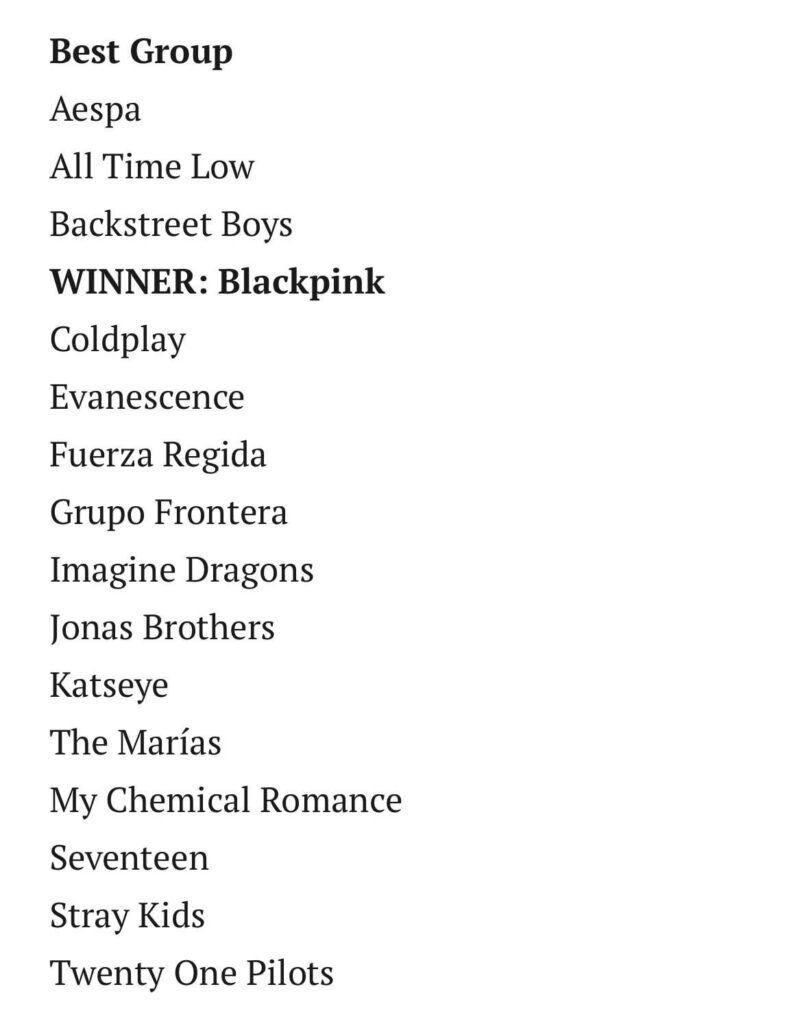 250907 BLACKPINK wins ‘Best Group’ at the 2025 MTV Video Music Awards!