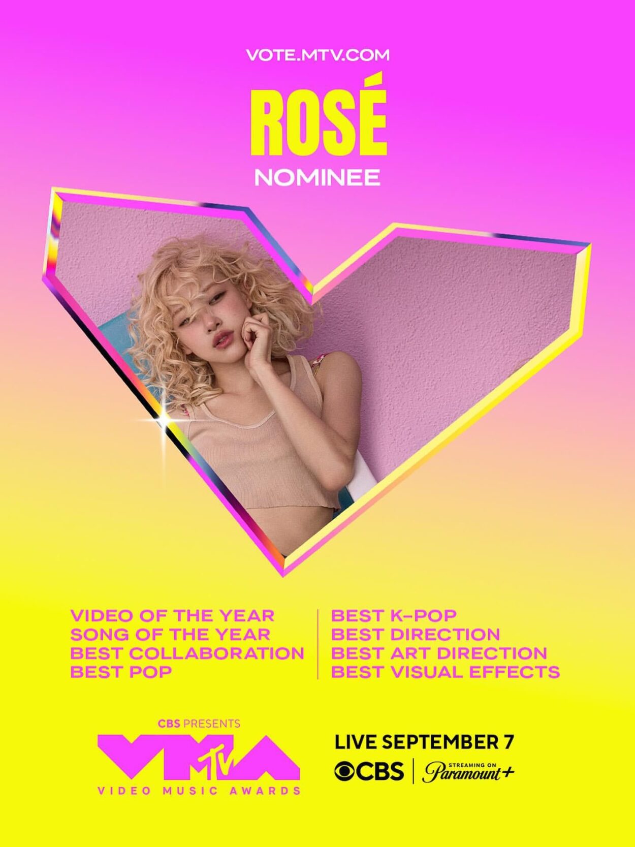 Vote for ROSÉ at the 2025 MTV VMAs!