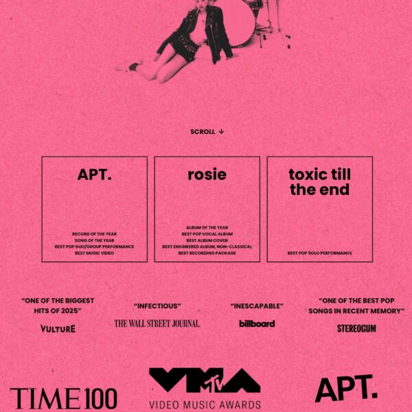 250930 ROSÉ - For Your Consideration Website for 2026 GRAMMYs