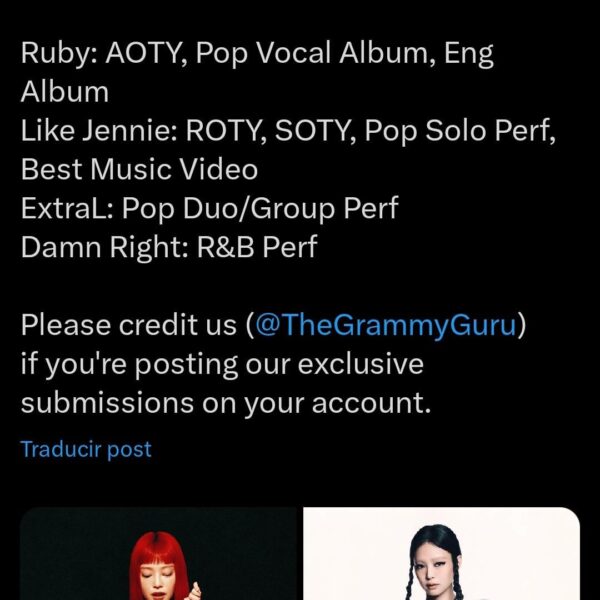 251004 Jennie's Grammys 2026 submissions!