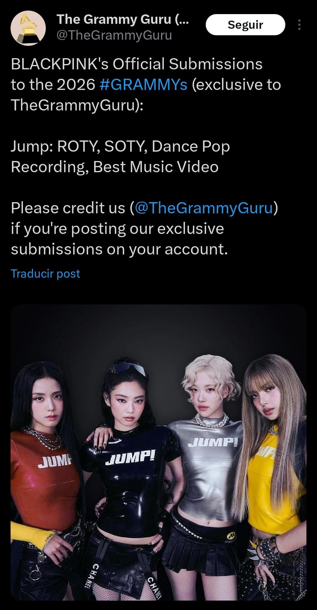 251004 BlackPink's Grammys 2026 submissions!
