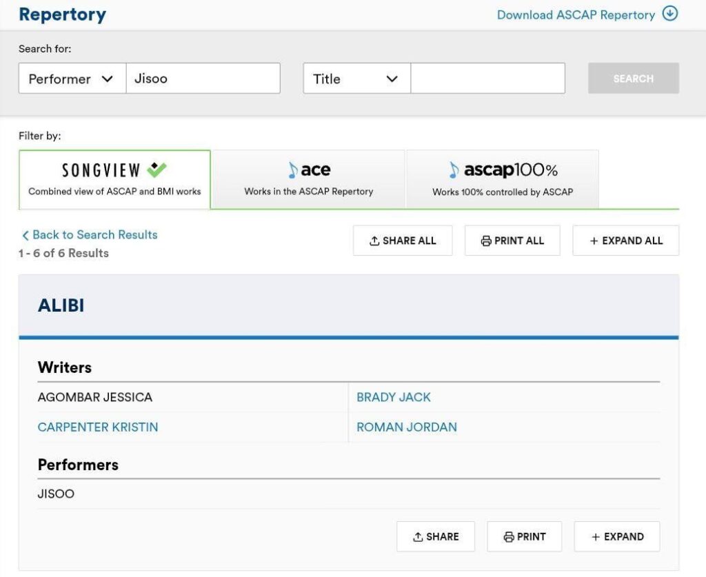 JISOO - ‘ALIBI’ has been registered on ASCAP