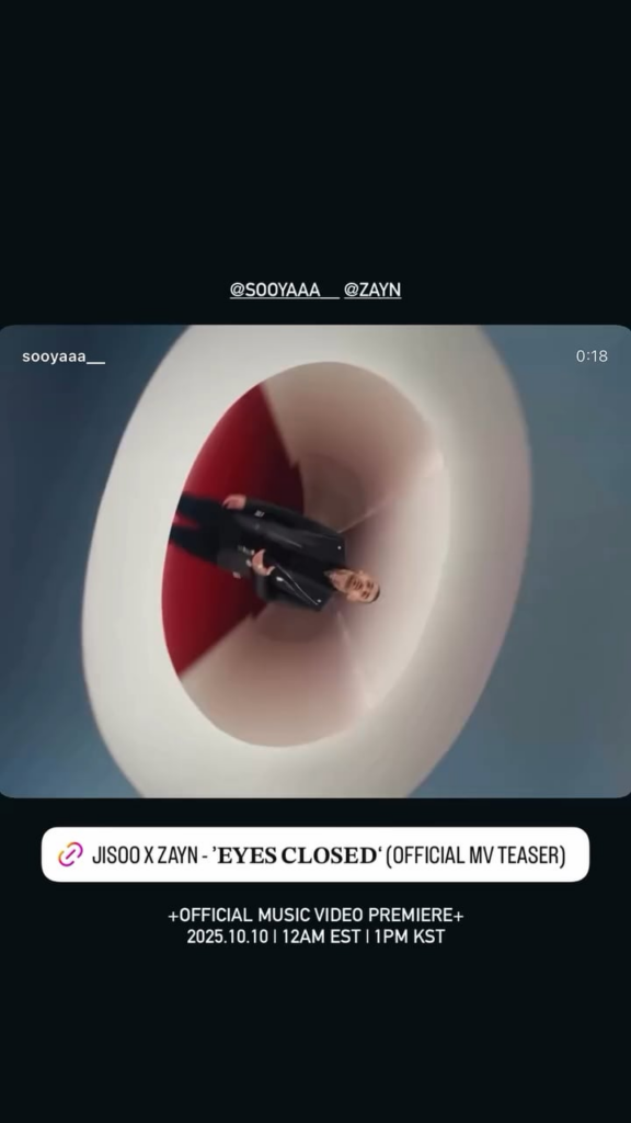 251009 Jisoo IG Story Update w/ ZAYN