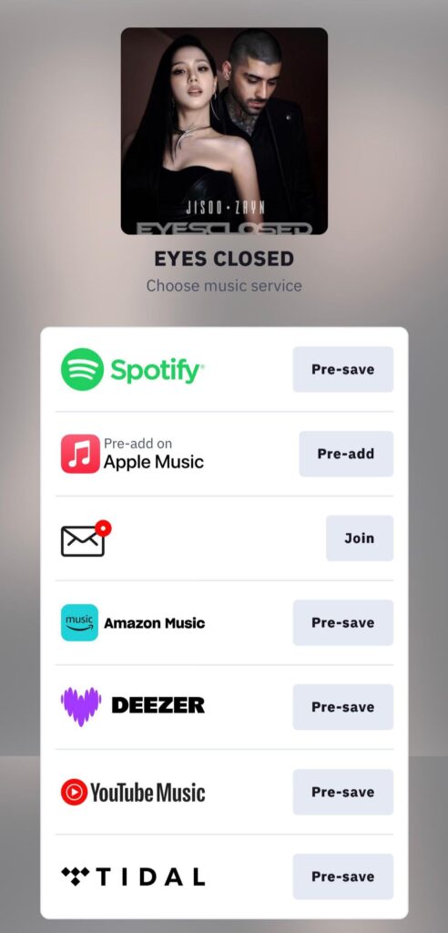 JISOO - ‘EYES CLOSED’ (with ZAYN) Out 10/10 | Pre-save now!