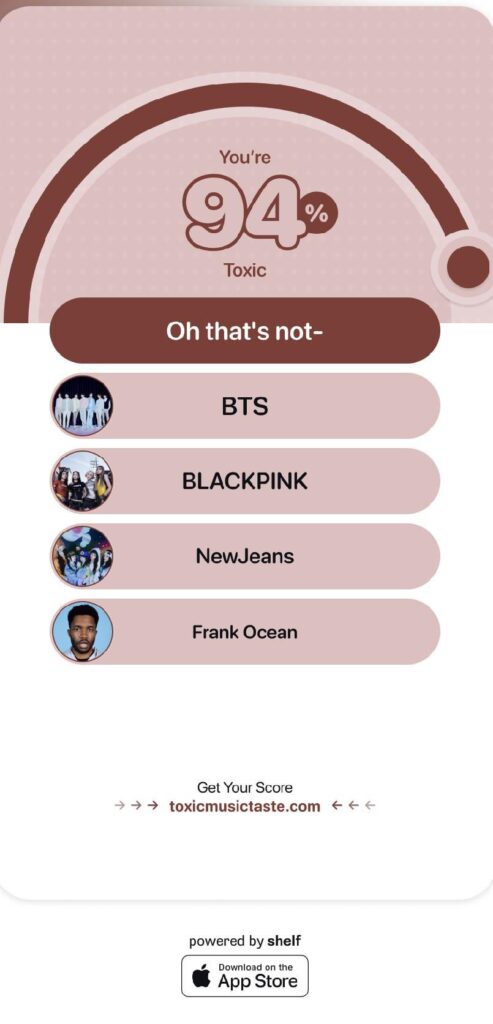 WTFFf spotify’s app told me im 99% toxic😭