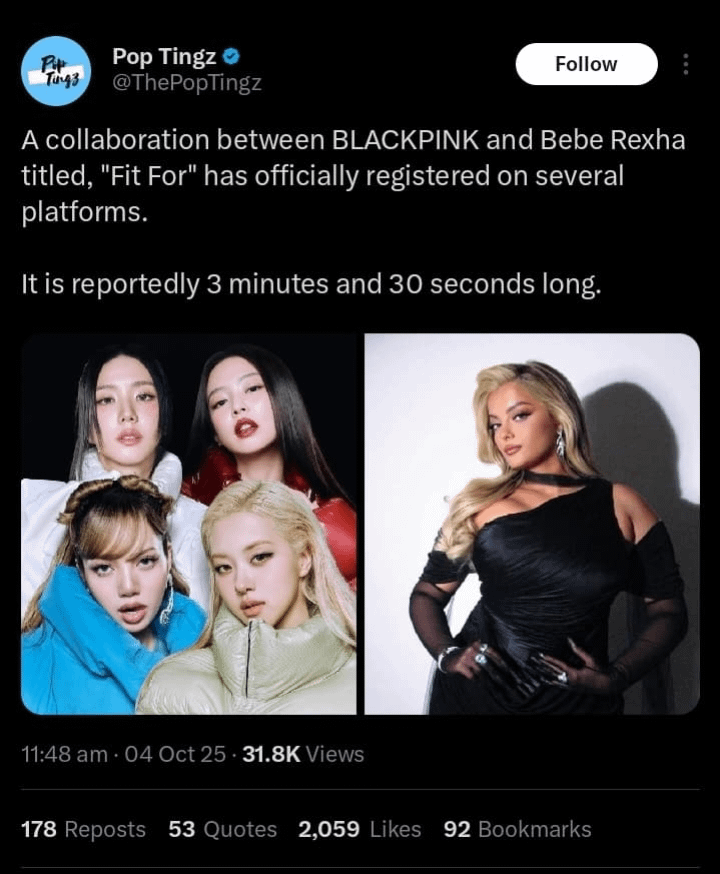251004-Blackpink has officially registered a comeback featuring Bebe Rexha