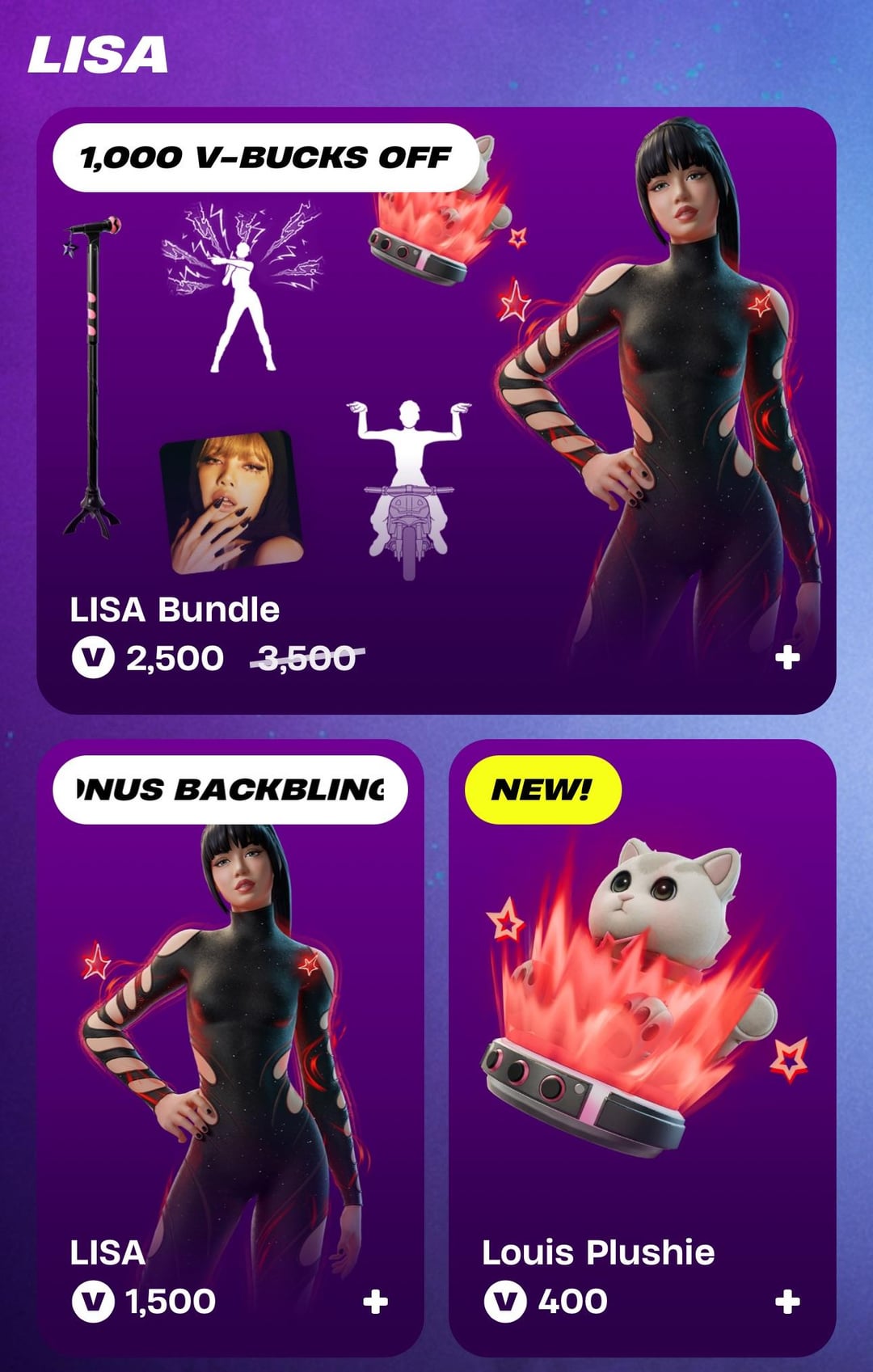 251129 - LISA’s skin/bundle is now available in the Fortnite item shop