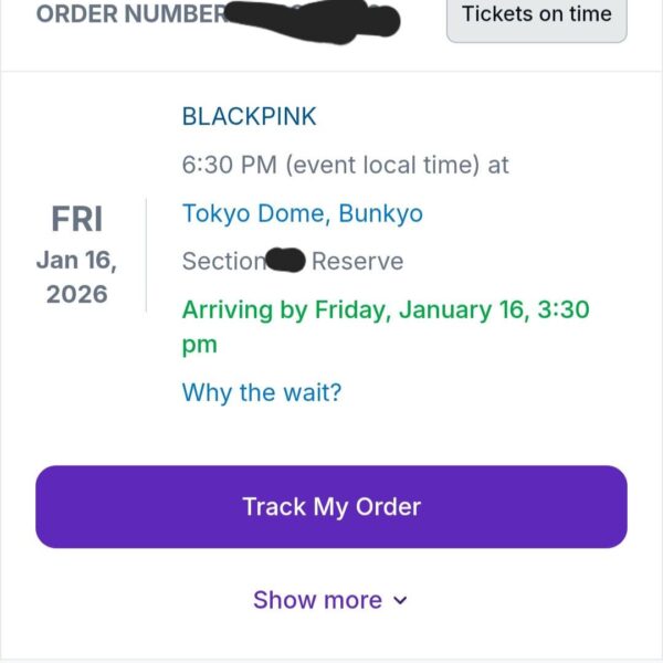 - Tokyo- purchased a mobile delivery ticket from stubhub