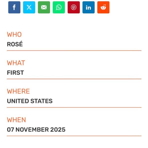 251113 ROSÉ earned two new Guinness World Records for becoming the FIRST K-POP ACT to be nominated for Record of the Year and Song of the Year at the GRAMMYs!